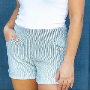 Navy Striped Shorts